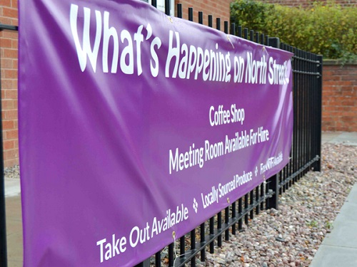 grey back banner for outdoor advertising