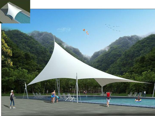 Membranes for awnings or umbrellas for swimming pools