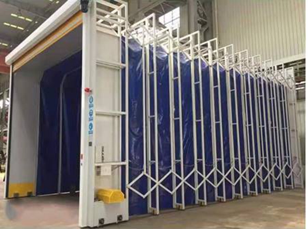 Lona para cabina de pintura retractil telescopica movil