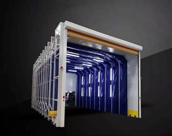 Lona para cabina de pintura retractil telescopica movil