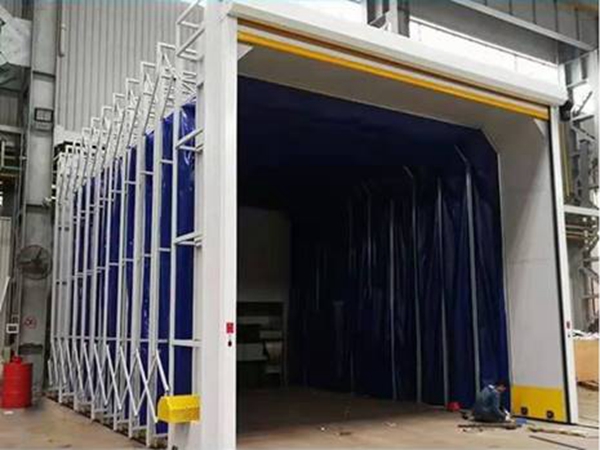Lona para cabina de pintura retractil telescopica movil