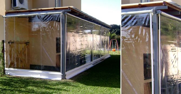 Lona PVC para cierres de terraza con micas transparentes