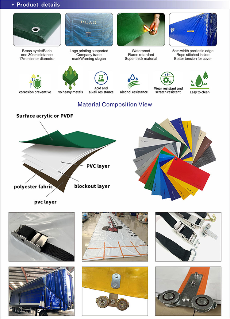PVC coated polyester curtain side trailer fabric for OEM manufacturing