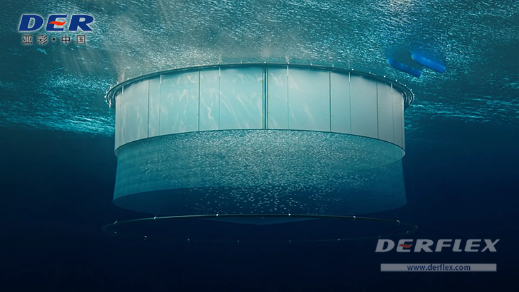 DERFLEX PVC coated tarpaulin material for aquaculture lice skirt and marine barrier applications