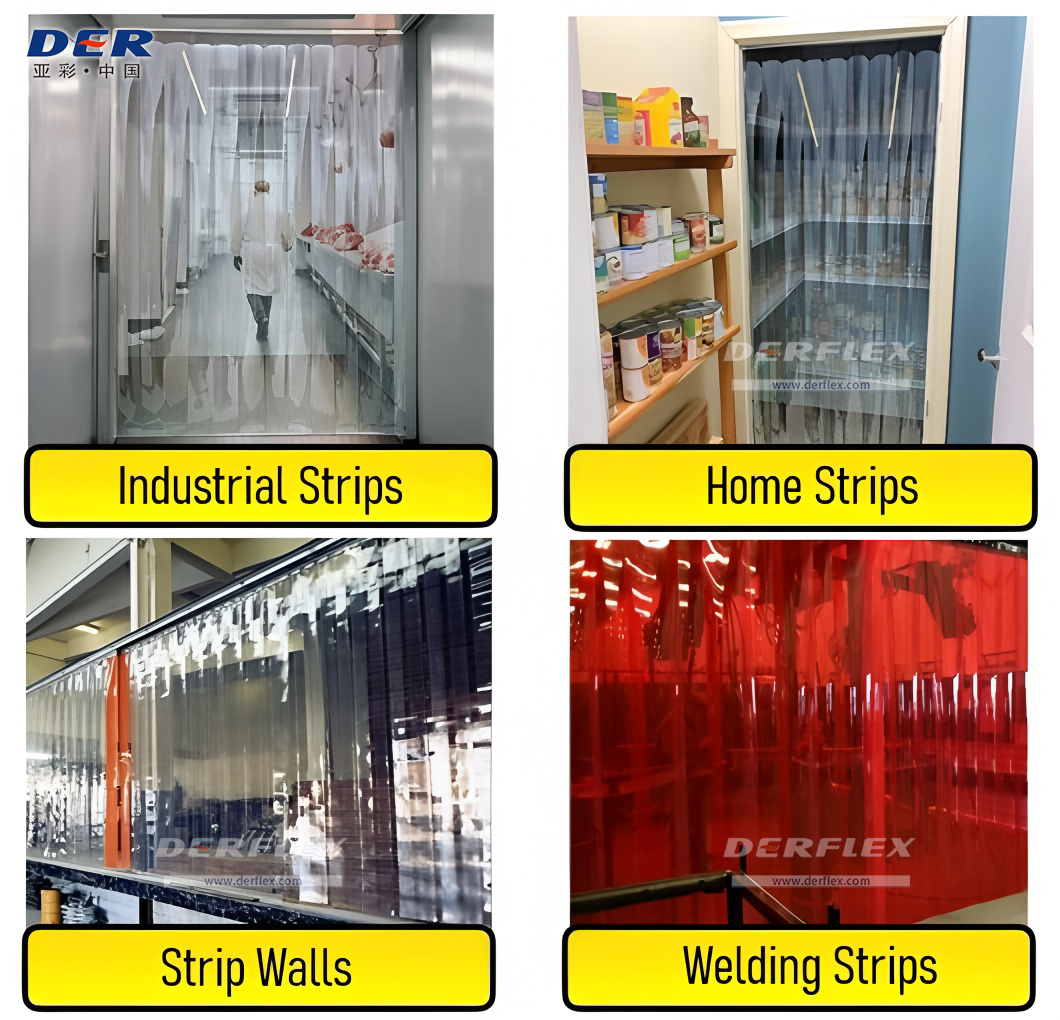 anti static PVC strip, welding PVC strip curtain, PVC strip door supplier, DERFLEX PVC strips