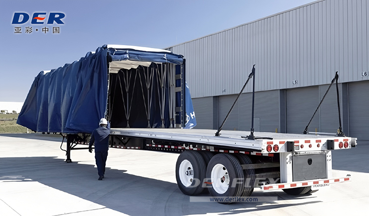 DERFLEX custom sliding flatbed tarp system PVC tarpaulin material