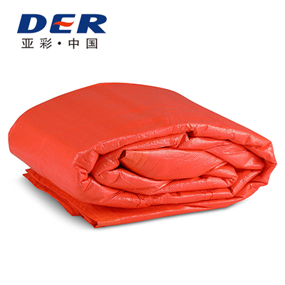 Folded orange insulated tarpaulin shown on the DERFLEX website