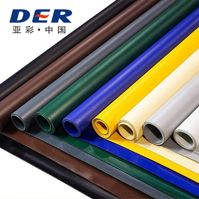 White DERFLEX PVC tarpaulin showing the coated face and material edge