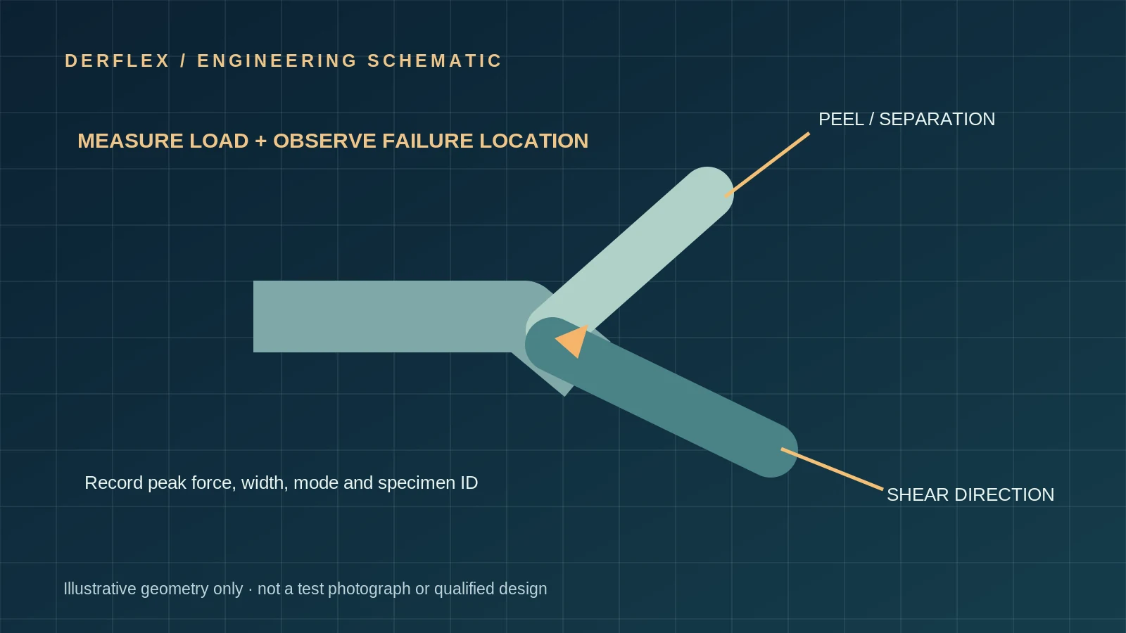 Schematic showing mechanical separation and loading of welded flexible containment fabric specimens
