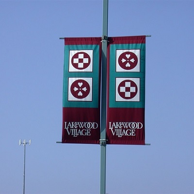 Printed hanging street banners illustrating textile display applications