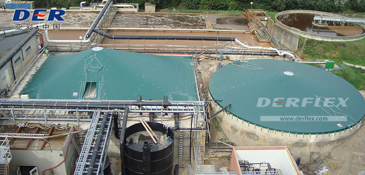 DERFLEX suspended tank cover membrane application for wastewater tank cover system