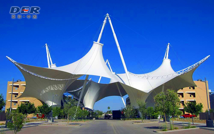 architectural membrane structures, tensile structure manufacturer, tensile structure supplier, tensile membrane fabric, PVC tensile membrane, PVDF tensile fabric, PTFE membrane, custom tensile structures