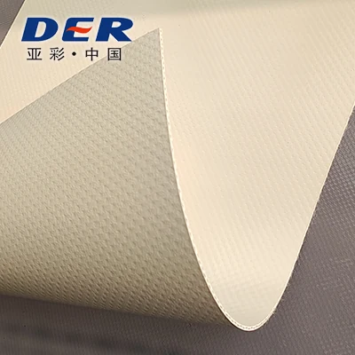 Light-colored DERFLEX TPU fabric sample folded to show its surfaces and textile texture